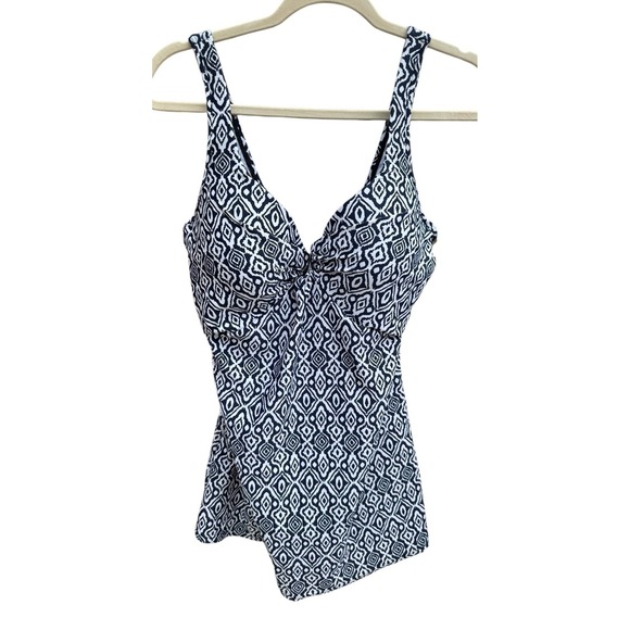 Swim Solutions women's Plus Size 16 Swim Dress One Piece Navy Blue White - Picture 6 of 7